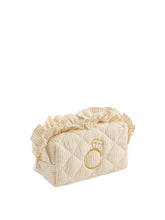 Load image into Gallery viewer, Ruffle Bling Small Zip Pouch Beige