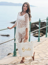 Load image into Gallery viewer, Bride Scalloped Edge Tote Ivory