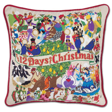 Load image into Gallery viewer, 12 Days of Christmas Hand-Embroidered Pillow 22 x 22