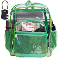 Load image into Gallery viewer, Clear Backpack For School XL Green