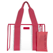 Load image into Gallery viewer, Case Mate Jelly Tote w/Phone Pouch - Clear Cherry Gingham Eyelet Ruffle