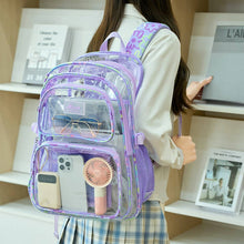 Load image into Gallery viewer, Clear PVC Backpacks for School Teen Girls Purple