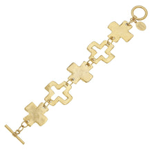 Load image into Gallery viewer, Susan Shaw Linked Cross Toggle Bracelet