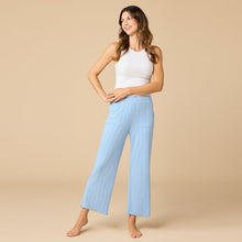 Load image into Gallery viewer, Softies Pointelle Cropped Pant with Lettuce Edge Sky Blue