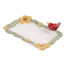Load image into Gallery viewer, Red Bird Sunflower Trinket Tray