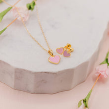Load image into Gallery viewer, Girls Silver Pink Heart Screw Back Earrings : Silver - Light Pink