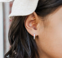 Load image into Gallery viewer, Sterling Silver Huggie CZ Hoop Earrings for Babies and Kids: Clear / 10mm