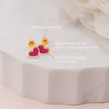Load image into Gallery viewer, Girls Silver Pink Heart Screw Back Earrings : Silver - Light Pink