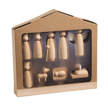 Load image into Gallery viewer, Carved Wood Boxed Nativity Set