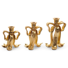 Load image into Gallery viewer, Gold Bow Candlesticks