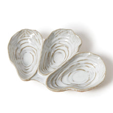Load image into Gallery viewer, Artisinal Reactive Glaze 3 Section Oyster Shell Tidbit Dish/Tray
