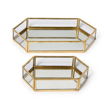 Load image into Gallery viewer, Glass and Brass Hand-Crafted Hexagon Table / Desk Trays