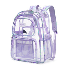 Load image into Gallery viewer, Clear PVC Backpacks for School Teen Girls Purple