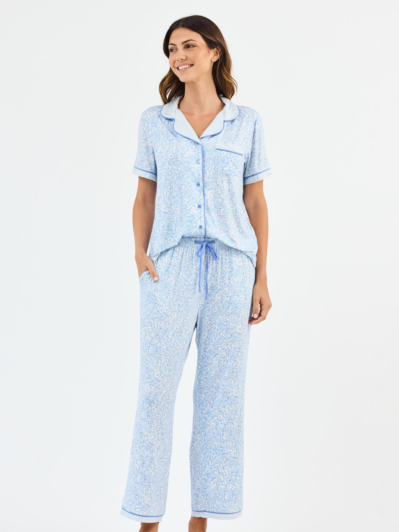 Mary Square Meadow Line Blue Stripe Charoltte Pant Set – Meggie B's