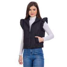 Load image into Gallery viewer, Lile Ruffle Quilted Vest Black