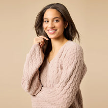 Load image into Gallery viewer, Softies Cable Knit Marshmallow V-Neck w/Flared Sleeve and Pant Set Coco