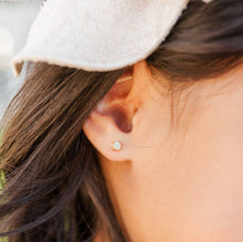 Load image into Gallery viewer, Kids 14K Gold Clear CZ Earrings