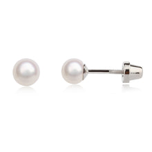 Load image into Gallery viewer, Sterling Silver Screw-Back White Pearl Earrings for Children