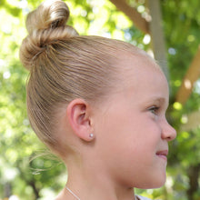 Load image into Gallery viewer, Sterling Silver Clear CZ Stud Earrings for Baby and Children