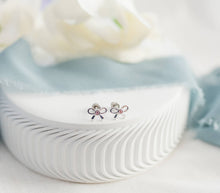 Load image into Gallery viewer, Girls Sterling Silver Pink Bow Screw Back Earrings for Kids
