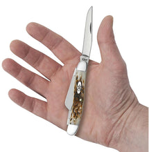 Load image into Gallery viewer, Case Knife Amber Bone Peach Jig Medium Stockman