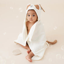 Load image into Gallery viewer, Elegant Baby Tan Puppy Hooded Bath Wrap