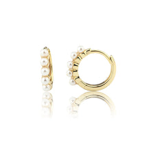 Load image into Gallery viewer, Girls Pearl Huggie Hoop Earrings