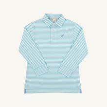 Load image into Gallery viewer, Beaufort Bonnet Prim and Proper Polo LS Pima Belhaven Blue Stripe /Barrington Blue