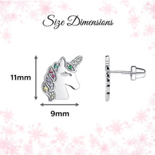 Load image into Gallery viewer, Girls Sterling Silver Rainbow Unicorn Earrings