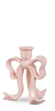 Load image into Gallery viewer, Pink Pearlescent Bow Candlesticks