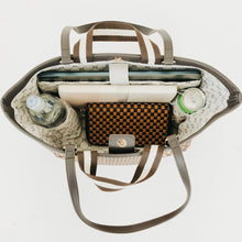 Load image into Gallery viewer, Woven Tiffany Organizer Tote Bag Checkered Brown
