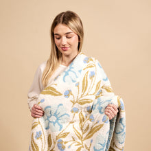 Load image into Gallery viewer, Poppin Petals Aqua Cozy Dreams Luxe Blanket