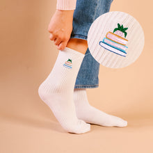 Load image into Gallery viewer, Book Nook Embroidered Crew Socks