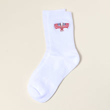 Load image into Gallery viewer, American Flags Embroidered Crew Socks