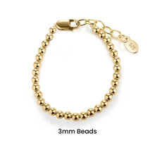 Load image into Gallery viewer, 14K Gold-Plated SterlingSilver Baby or Girls Beaded Bracelet: Gold - 3mm / Small 0-12m