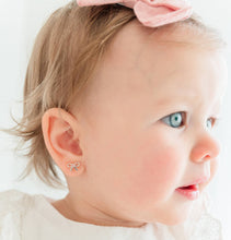 Load image into Gallery viewer, Girls Sterling Silver Pink Bow Screw Back Earrings for Kids