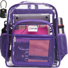 Load image into Gallery viewer, Clear Backpack For School XL Purple