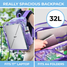 Load image into Gallery viewer, Clear Backpack For School XL Purple