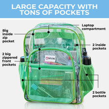 Load image into Gallery viewer, Clear Backpack For School XL Green