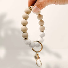 Load image into Gallery viewer, Hands-Free Silicone Beaded Keychain Wristlet - Oatmilk Latte