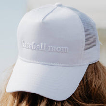 Load image into Gallery viewer, Baseball Mom 3-D Embroidered Trucker Hat: White