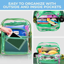 Load image into Gallery viewer, Clear Backpack For School XL Green