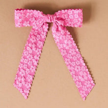 Load image into Gallery viewer, Flower Scallop Hair Bow - Hot Pink