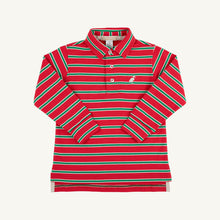 Load image into Gallery viewer, Beaufort Bonnet Long Sleeve Prim & Proper Polo Richmond Red, Kiawah Kelly Green & Palmetto Pearl Stripe