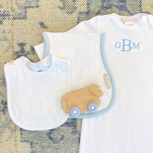 Load image into Gallery viewer, The Beaufort Bonnet Co By Goose Waddle Sheep w/Bow & Blue Wheels Teether