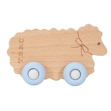 Load image into Gallery viewer, The Beaufort Bonnet Co By Goose Waddle Sheep w/Bow & Blue Wheels Teether