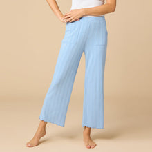 Load image into Gallery viewer, Softies Pointelle Cropped Pant with Lettuce Edge Sky Blue