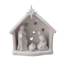 Load image into Gallery viewer, Stoneware Nativity Tealight Holder, White