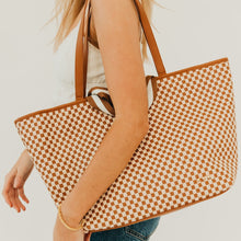 Load image into Gallery viewer, Woven Tiffany Organizer Tote Bag Checkered Brown