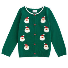 Load image into Gallery viewer, Green Kids Santa Cardigan